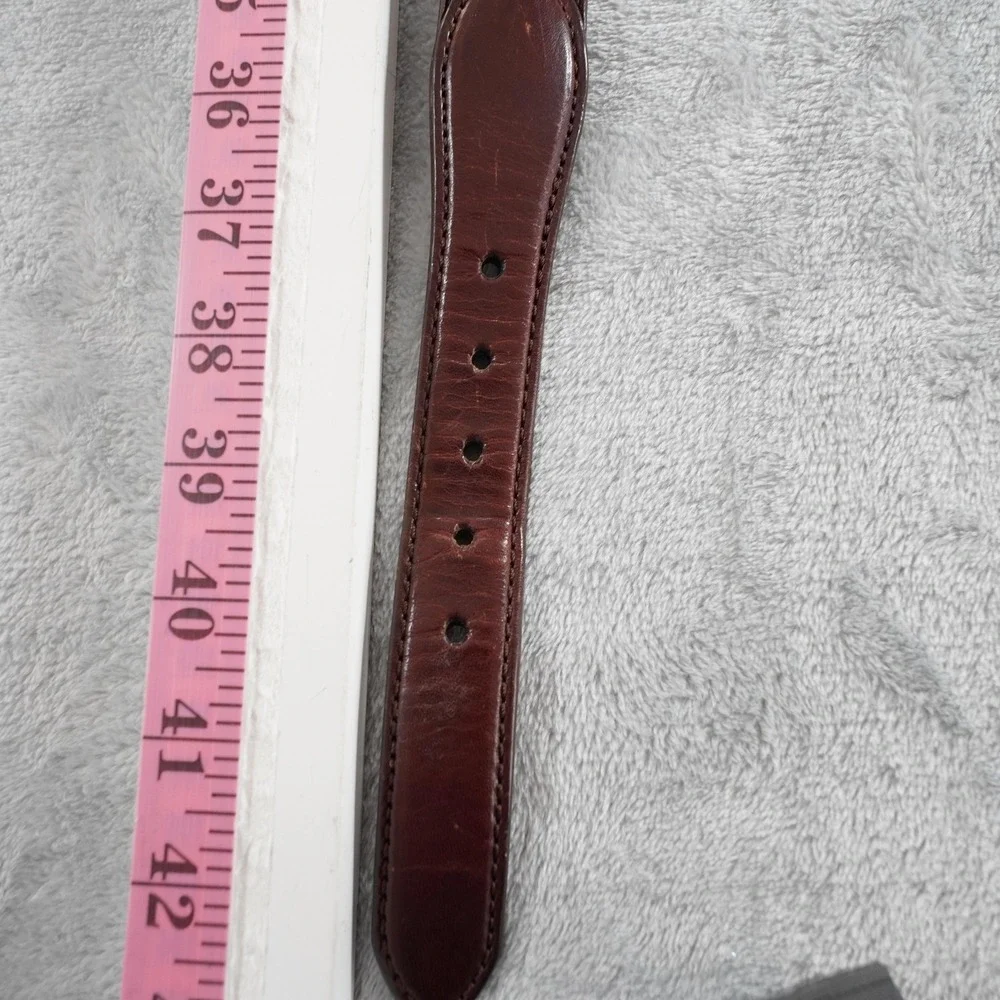 Brighton Leather Woven Belt Mens 40 Brown Classic Gold Buckle Casual